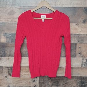 St. Johns Bay Red Cable Knit Sweater Sz Small Petite